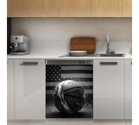 Mexpekil Usa Flag Basketball Dishwasher Magnet Cover 21x26Inch Decorative Dish Washer Sticker for Front Door Waterproof Kitchen Appliance Panel Magnetic Decal