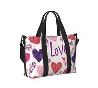 Mexpekil Valentines Hearts Flowers Travel Duffel Bag Waterproof Sports Gym Bag Large Weekend Overnight Bags for Women Men Foldable Carry On Luggage Tote Bag for Flight