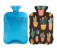 Mexpekil Various Cactus Tree Hot Water Bottle with Cover, 2L PVC Hot Water Bag for Pain Relief, Feet, Back, Warmth