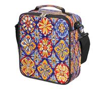 Mexpekil Vibrant Ethnic Mexican Ceramic Kids Lunch Bag Boys Girls, Square Thermal Insulated Lunch Box, Reusable Cooler Tote for School Picnic Travel
