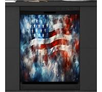 Mexpekil Vinrage Splash American Flag Dishwasher Magnet Cover 21x26 in, Decorative Waterproof Dishwasher Magnetic Cover Sticker for Kitchen Appliances