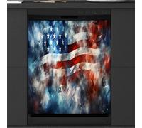 Mexpekil Vinrage Splash American Flag Dishwasher Magnet Cover 23x26 in, Decorative Waterproof Dishwasher Magnetic Cover Sticker for Kitchen Appliances
