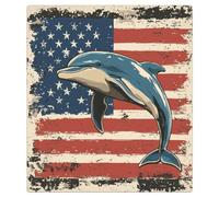 Mexpekil Vintage American Flag Dolphin Dishwasher Magnet Cover 21x26Inch Decorative Dish Washer Sticker for Front Door Waterproof Kitchen Appliance Panel Magnetic Decal