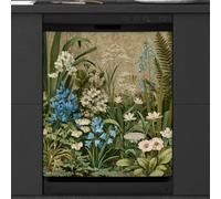 Mexpekil Vintage Boho Flowers And Plants Dishwasher Magnet Cover 23x26Inch Decorative Dish Washer Sticker for Front Door Waterproof Kitchen Appliance Panel Magnetic Decal