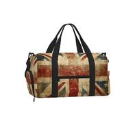Mexpekil Vintage British Flag Gym Bag with Shoe Compartment Waterproof Duffel Bag Large Overnight Weekend Bags Travel Holdall for Women Men Teens