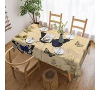 Mexpekil Vintage Butterfly Table Cloth 137x183cm Wipeable Tablecloth Waterproof Stain Resistant Table Protector Decoration Rectangular Table Cover for Indoor Outdoor