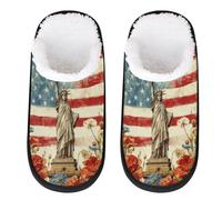 Mexpekil Vintage Celebrate America Fluffy Slippers for Women Men M