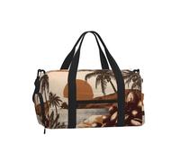 Mexpekil Vintage Coffee Beans Trees Gym Bag with Shoe Compartment Waterproof Duffel Bag Large Overnight Weekend Bags Travel Holdall for Women Men Teens