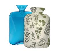 Mexpekil Vintage Fens Leaves Hot Water Bottle with Cover, 2L PVC Hot Water Bag for Pain Relief, Feet, Back, Warmth