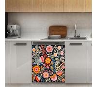 Mexpekil Vintage Floral Plants Dishwasher Magnet Cover 21x26Inch Decorative Dish Washer Sticker for Front Door Waterproof Kitchen Appliance Panel Magnetic Decal