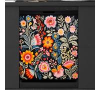 Mexpekil Vintage Floral Plants Dishwasher Magnet Cover 21x26Inch Decorative Dish Washer Sticker for Front Door Waterproof Kitchen Appliance Panel Magnetic Decal