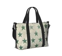 Mexpekil Vintage Green Stars Travel Duffel Bag Waterproof Sports Gym Bag Large Weekend Overnight Bags for Women Men Foldable Carry On Luggage Tote Bag for Flight