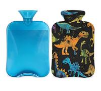 Mexpekil Vintage Grunge Tropical Dinosaur Dino Hot Water Bottle with Cover, 2L PVC Hot Water Bag for Pain Relief, Feet, Back, Warmth