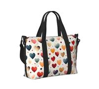 Mexpekil Vintage Heart Love Travel Duffel Bag Waterproof Sports Gym Bag Large Weekend Overnight Bags for Women Men Foldable Carry On Luggage Tote Bag for Flight