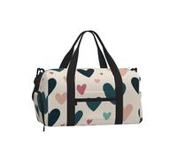 Mexpekil Vintage Heart Pattern Gym Bag with Shoe Compartment Waterproof Duffel Bag Large Overnight Weekend Bags Travel Holdall for Women Men Teens