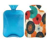 Mexpekil Vintage Japanese Style Umbrella Hot Water Bottle with Cover, 2L PVC Hot Water Bag for Pain Relief, Feet, Back, Warmth