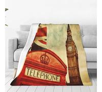 Mexpekil Vintage London Throw Blanket, Union Jack Soft Warm Fleece Blanket Fluffy Plush Flannel Blanket For Bed Sofa Couch Home 76x102cm