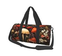 Mexpekil Vintage Mushroom Flower Foldable Gym Bag Carry On Travel Duffle Bags Waterproof Woman Men Hand Luggage Bag Large Weekend Overnight Bags for Sports Dance with Removable Strap