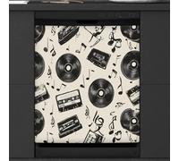 Mexpekil Vintage Music Elements Dishwasher Magnet Cover 23x26Inch Decorative Dish Washer Sticker for Front Door Waterproof Kitchen Appliance Panel Magnetic Decal