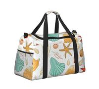 Mexpekil Vintage Ocean Beach Starfish Conch Duffel Bag Large Carry On Hand Luggage Bags Waterproof Weekender Bags Foldable Tote Bag for Travel Sports Gym Dance