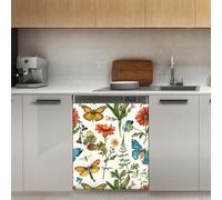Mexpekil Vintage Plants Insect Dishwasher Magnet Cover 21x26Inch Decorative Dish Washer Sticker for Front Door Waterproof Kitchen Appliance Panel Magnetic Decal
