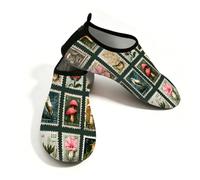 Mexpekil Vintage Postage Stamps Beach Water Shoes Women Men Non-Slip Barefoot Swim Shoes Quick Dry Aqua Socks Breathable Water Socks for Pool Surf (3-4)
