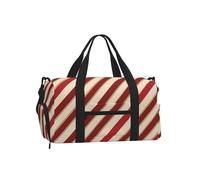 Mexpekil Vintage Red Striped Pattern Gym Bag with Shoe Compartment Waterproof Duffel Bag Large Overnight Weekend Bags Travel Holdall for Women Men Teens