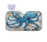 Mexpekil Vintage Sea Octopus Starfish Car Windshield Sunshade Foldable Front Window Sunshades Uv Block Heat Protection For Suv Van Truck Sun Visor Protector 130x70 CM