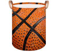Mexpekil Vintage Sports Basketball Lace Laundry Basket Hamper with Handles Waterproof Collapsible Clothes Storage Bucket Toy Organiser for Bathroom Nursery