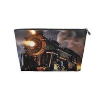 Mexpekil Vintage Steam Train Makeup Bag Waterproof Cosmetics Storage Organiser Bags Small Makeup Case Pouch Portable Travel Accessories Gifts for Women Men Girls