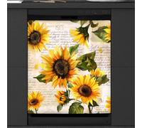 Mexpekil Vintage Sunflowers Dishwasher Magnet Cover 21x26Inch Decorative Dish Washer Sticker for Front Door Waterproof Kitchen Appliance Panel Magnetic Decal
