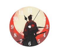 Mexpekil Wall Clock 9.8in Silent Clock Ancient Japanese Samurai Prints Wall Clocks for Living Room Kitchen Modern