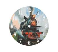 Mexpekil Wall Clock 9.8in Silent Clock Rail Steam Train Wall Clocks for Living Room Kitchen Modern