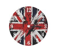 Mexpekil Wall Clock 9.8in Silent Clock Union Jack Wall Clocks for Living Room Kitchen Modern