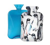 Mexpekil Watercolor Animal Penguin Bird Hot Water Bottle with Cover, 2L PVC Hot Water Bag for Pain Relief, Feet, Back, Warmth