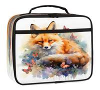 Mexpekil Watercolor Butterfly Fox Kids Lunch Bag, Insulated Lunch Box for Boys Girls, Leakproof Thermal Lunch Tote Cooler Bag for School Work