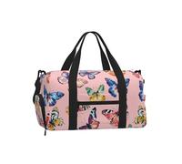Mexpekil Watercolor Colorful Butterfly Gym Bag with Shoe Compartment Waterproof Duffel Bag Large Overnight Weekend Bags Travel Holdall for Women Men Teens