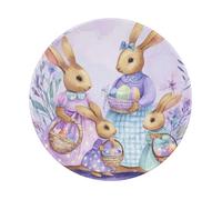 Mexpekil Watercolor Easter Bunny Family Mouse Pad with Non-Slip Rubber Base Gaming Mouse Mat Small Round Mousepad with Stitched Edg Desk Accessories for Working Gaming 8 Inch