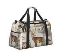 Mexpekil Watercolor Forest Animals Duffel Bag Large Carry On Hand Luggage Bags Waterproof Weekender Bags Foldable Tote Bag for Travel Sports Gym Dance