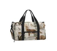 Mexpekil Watercolor Forest Animals Gym Bag with Shoe Compartment Waterproof Duffel Bag Large Overnight Weekend Bags Travel Holdall for Women Men Teens