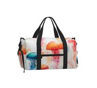 Mexpekil Watercolor Jellyfish Aniaml Gym Bag with Shoe Compartment Waterproof Duffel Bag Large Overnight Weekend Bags Travel Holdall for Women Men Teens