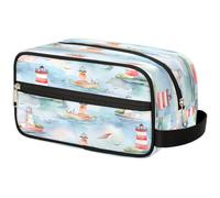 Mexpekil Watercolor Lighthouse Toiletry Bag Organizer Wash Bag Cosmetic Makeup Bag Storage Pouch Travel Case for Women Men Boys Girls
