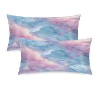 Mexpekil Watercolor Marble Satin Pillowcase 2 Pack for Hair and Skin Envelope Closure Pillow Protectors Silky Soft Pillow Covers for Bed (51x102cm)