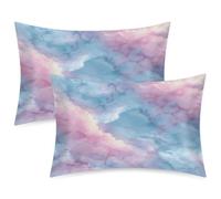 Mexpekil Watercolor Marble Satin Pillowcase 2 Pack for Hair and Skin Envelope Closure Pillow Protectors Silky Soft Pillow Covers for Bed (51x76cm)
