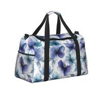 Mexpekil Watercolor Purple Floral Duffel Bag Large Carry On Hand Luggage Bags Waterproof Weekender Bags Foldable Tote Bag for Travel Sports Gym Dance