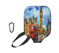 Mexpekil watercolor retro london big Ben Pickleball Racket Cover 11.6x8.7in Universal Protective Sleeve for Pickleball Paddles, Stretchy Neoprene Scratch Protection, Paddle Tennis gift for Men Women