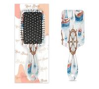 Mexpekil Watercolor Sea Ship Rudder Detangling Paddle Hair Brush Wet Dry Hair Brushes Massage Air Cushion Comb for ids Girls Women Men