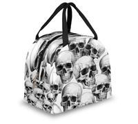 Mexpekil Watercolor Skull Head Pattern Thermal Lunch Bag Box for Kids Adults, Insulated Lunch Tote Cooler Bag for School Work Travel