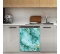 Mexpekil Watercolor Teal Marble Dishwasher Magnet Cover 21x26Inch Decorative Dish Washer Sticker for Front Door Waterproof Kitchen Appliance Panel Magnetic Decal