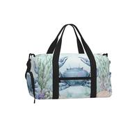 Mexpekil Watercolor Underwater Crab Gym Bag with Shoe Compartment Waterproof Duffel Bag Large Overnight Weekend Bags Travel Holdall for Women Men Teens